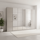 Zenith 300cm Champagne Glass 6 Door Wardrobe with Mirror