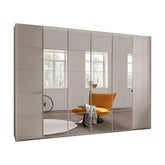 Zenith 300cm Champagne Glass 6 Door Wardrobe with Mirror - Pendle Village Furniture