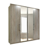 Wiemann Bristol Rustic Oak and Mirror Front 4 Door Wardrobe - Pendle Village Furniture