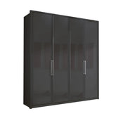 Wiemann Bristol Graphite Glass Front 4 Door Wardrobe - Pendle Village Furniture