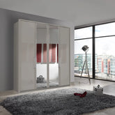 Wiemann Bristol Pebble Grey 4 Door Wardrobe With Mirror - Pendle Village Furniture