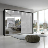Wiemann Bristol Graphite and White Glass Sliding Door Wardrobe with Mirror - Pendle Village Furniture