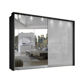 Wiemann Bristol Graphite and White Glass Sliding Door Wardrobe with Mirror - Pendle Village Furniture