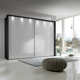Wiemann Bristol Graphite With White Sliding Door Wardrobe - Pendle Village Furniture