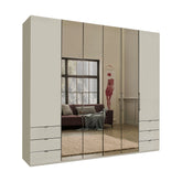 Wiemann Kansas Large 6 Door Champagne Wardrobe with Mirror - Pendle Village Furniture