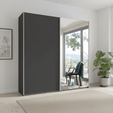 Wiemann Houston 150cm Graphite Glass & Mirror Front 2 Door Sliding Wardrobe