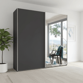 Wiemann Houston 200cm Graphite Glass & Mirror Front 2 Door Sliding Wardrobe