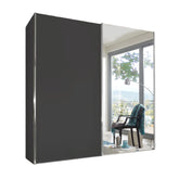 Wiemann Houston 200cm Graphite Glass & Mirror Front 2 Door Sliding Wardrobe - Pendle Village Furniture