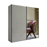 Monaco 3000 Pebble Grey Glass & Mirror 2 Door Sliding Wardrobe - Pendle Village Furniture