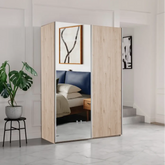 Wiemann Oxford 2 Door Sliding 150cm Holm Oak Wardrobe with Mirror - Pendle Village Furniture