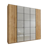 Zenith 250cm Bianco Oak with Pebble Grey Glass 5 Door Hinged Wardrobe - Pendle Village Furniture