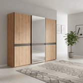 Wiemann Regen Bianco Oak 3 Door Sliding Wardrobe With Mirror