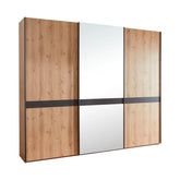 Wiemann Regen Bianco Oak 3 Door Sliding Wardrobe With Mirror - Pendle Village Furniture