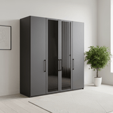 Wiemann Stylo 4 Door 200cm Wardrobe – Graphite & Glass Front
