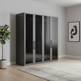 Wiemann Stylo Transparent Black Glass 4 Door Wardrobe – 200cm