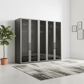Wiemann Stylo Transparent Black Glass 5 Door Wardrobe – 250cm