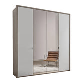 Torino 4 Door Hinged Oak and White Glass Wardrobe - Pendle Village Furniture