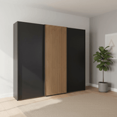 Tulsa 3 Door Graphite Sliding Door Wardrobe with Oak Decking - Free Assembly