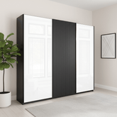 Tulsa 3 Door White Glass Sliding Door Wardrobe with Decking