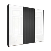 Tulsa 3 Door White Glass Sliding Door Wardrobe with Decking - Pendle Village Furniture