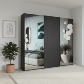 Tulsa Graphite Large 3 Door Wardrobe With Mirror and Decking Door