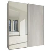 Tulsa Champagne Double Sliding Door Wardrobe with Mirror - Pendle Village Furniture