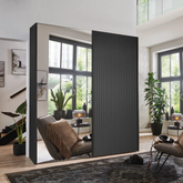 Tulsa Graphite Double Freestanding Mirrored Wardrobe - Pendle Village Furniture