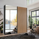 Tulsa Graphite Double Freestanding Mirrored Wardrobe - Pendle Village Furniture
