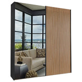 Tulsa Graphite Double Freestanding Mirrored Wardrobe - Pendle Village Furniture