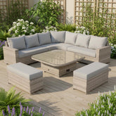 Willowridge Luxe U-corner rattan sofa set with spacious outdoor seating.