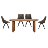 Tofino Mango Wood Oval Dining Table with Vintage Grey Chairs - Pendle Village Furniture