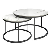 Zeus White 2 Piece Ceramic Coffee Table - Pendle Village Furniture