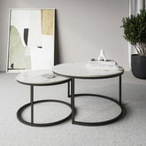 Zeus White 2 Piece Ceramic Coffee Table - Pendle Village Furniture