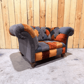 Oswald & Pablo Camborne Patchwork Velvet Chesterfield Snuggle Chair - Pendle Village Furniture