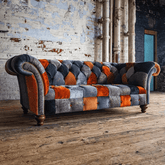 Oswald & Pablo Camborne Patchwork Velvet Chesterfield Sofa - Pendle Village Furniture