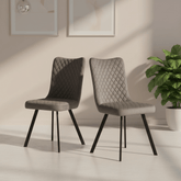 Laura Dark Grey Plush Velvet Dining Chairs, Set of 4