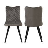 Laura Dark Grey Plush Velvet Dining Chairs, Set of 4 - Pendle Village Furniture