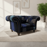 Oswald & Pablo Dorset Patchwork Velvet Chesterfield Snuggle Chair