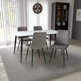 Theo 1.6M White Sintered Stone Dining Table with 4 Chairs - Pendle Village Furniture