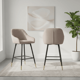 Monroe Brushed Velvet Mink Bar Stools – Set of 2