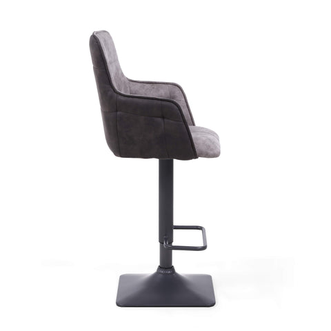 Pair of 2 Suede Effect Light Grey Bar Stools. Also available in Dark Grey- Ligth-Grey-Image-3
