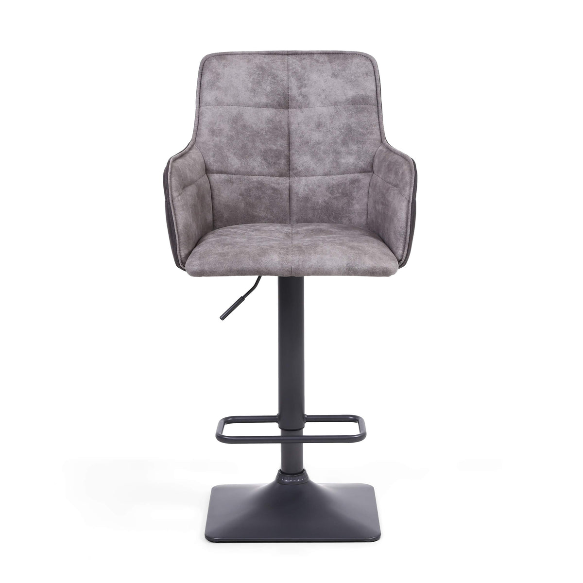 Pair of 2 Suede Effect Light Grey Bar Stools. Also available in Dark Grey- Light-Grey-Image-1
