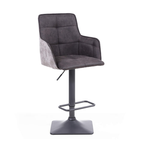 Pair of 2 Suede Effect Light Grey Bar Stools. Also available in Dark Grey- Dark-Grey-Image-2