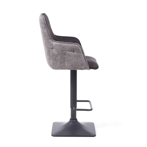 Pair of 2 Suede Effect Light Grey Bar Stools. Also available in Dark Grey- Dark-Grey-Image-3