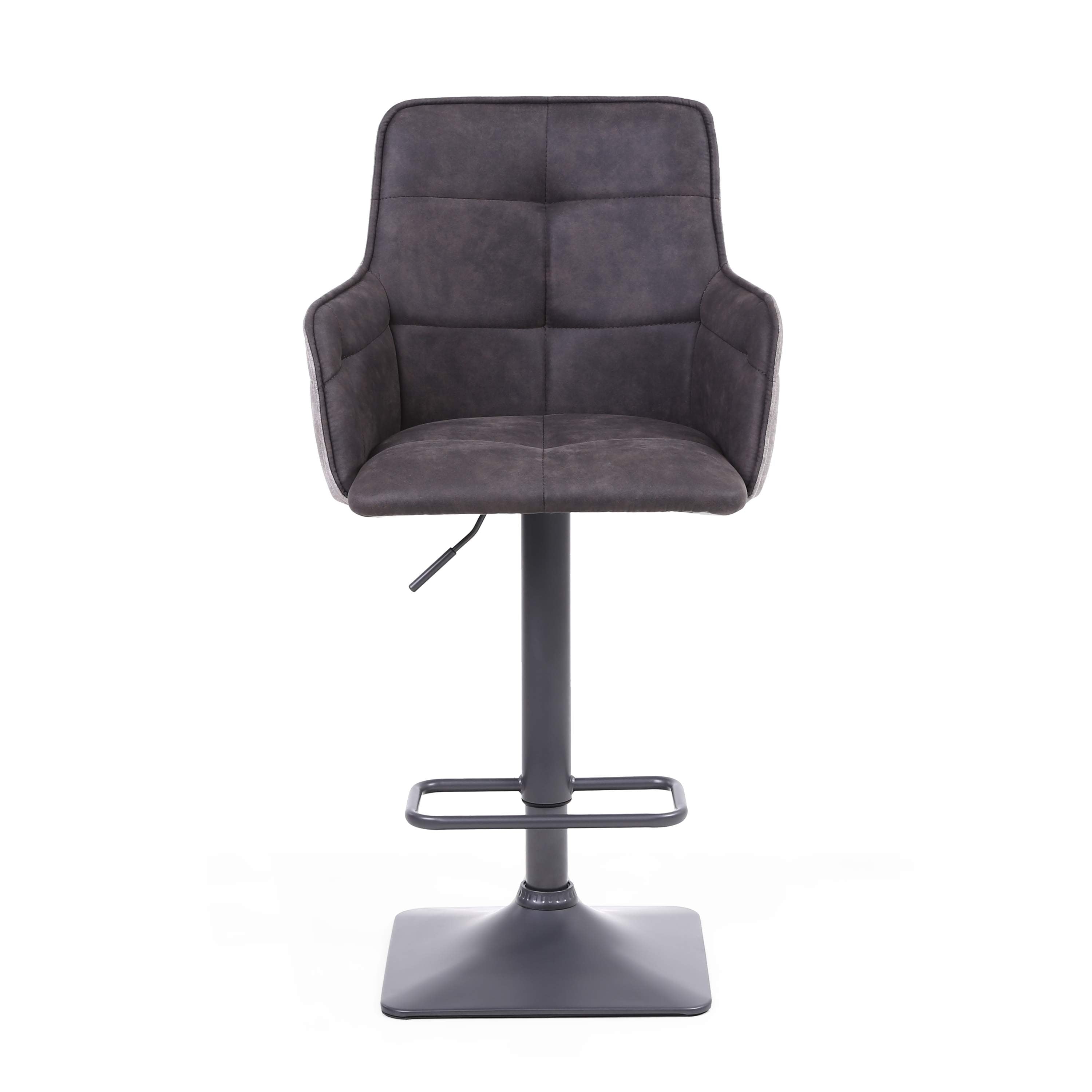 Pair of 2 Suede Effect Light Grey Bar Stools. Also available in Dark Grey- Dark-Grey-Image-1