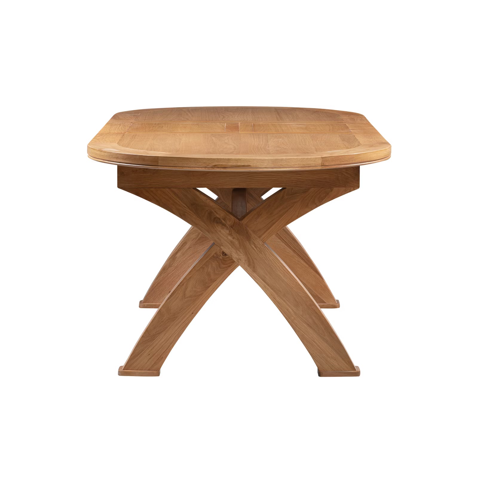Side view of Chatsworth Oak Oval Extending Cross Leg Dining Table