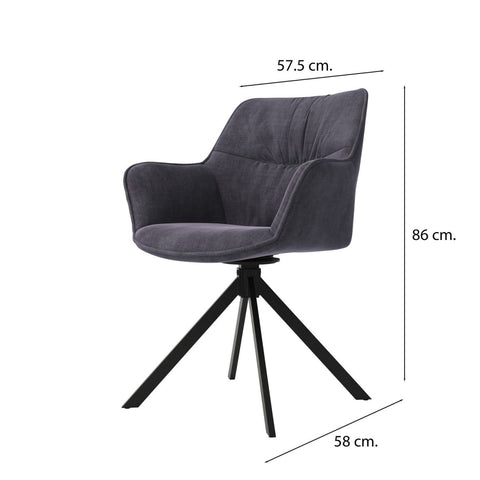 Set of 4 Comic Graphite Dining Chairs - Pendle Village Furniture