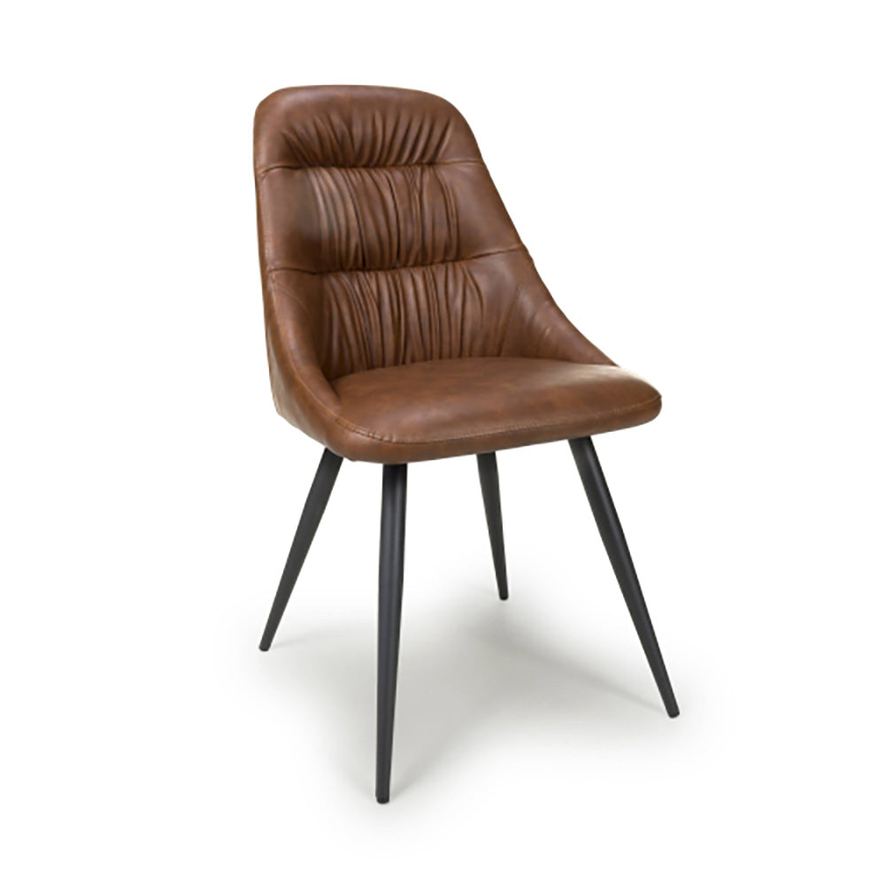 Corinth Leather Effect Tan Dining Chair Set of 4