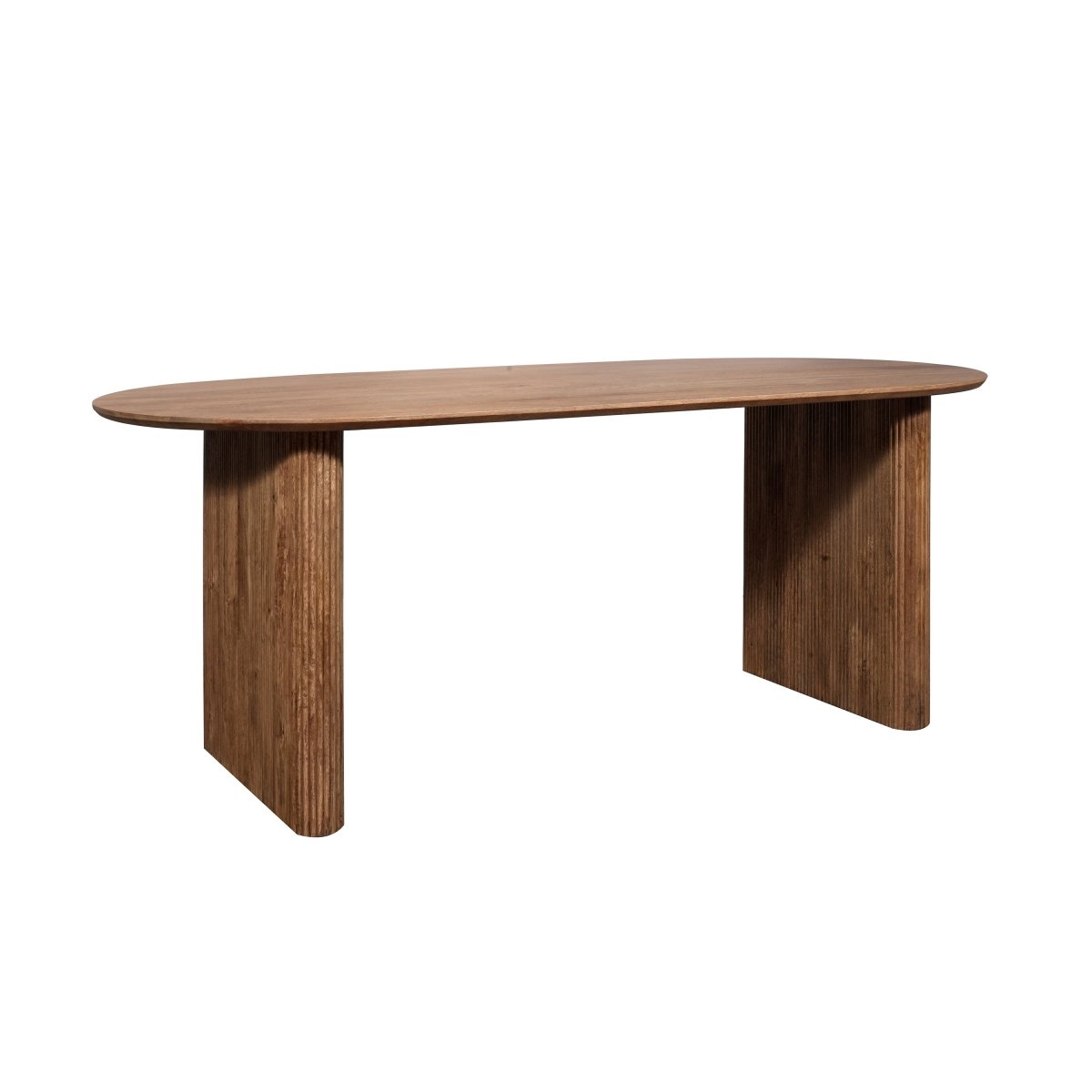 Tofino Mango Wood Oval Dining Table with Vintage Tan Chairs - Pendle Village Furniture