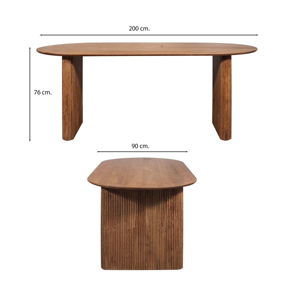 Tofino Mango Wood Oval Dining Table with Vintage Tan Chairs - Pendle Village Furniture